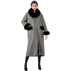 Smooches Elegant Gray Coat with Black Accents